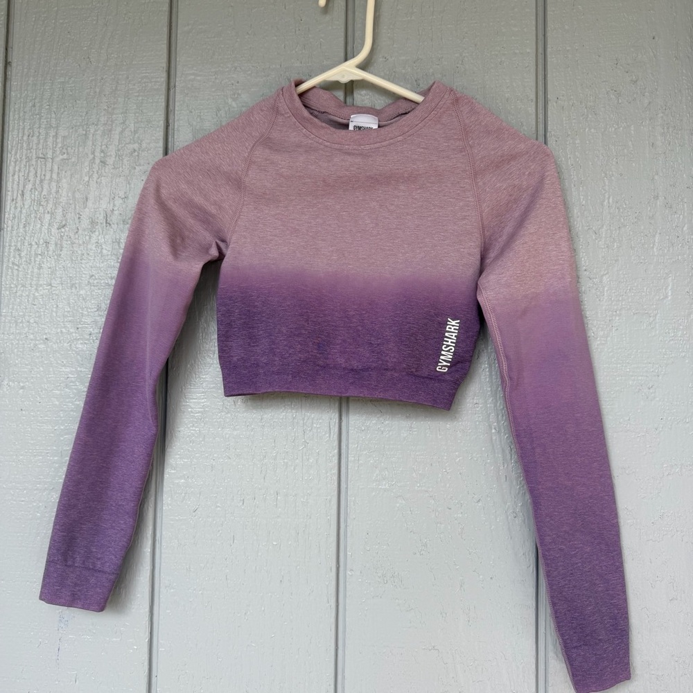 Gymshark Lavender Purple Gradient ombré workout athletic shirt Crop Top size xs